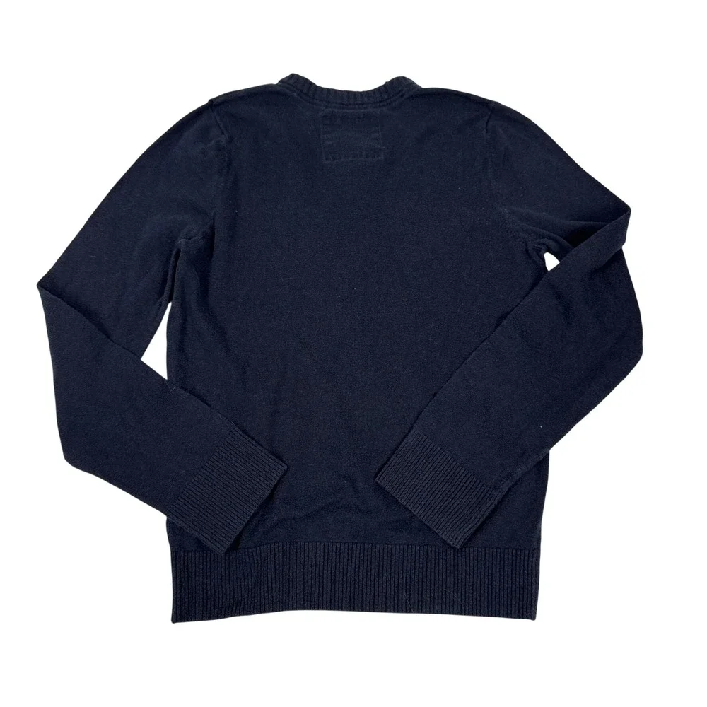 Y2K Hollister Navy V Neck Sweater Neon Logo Size M
